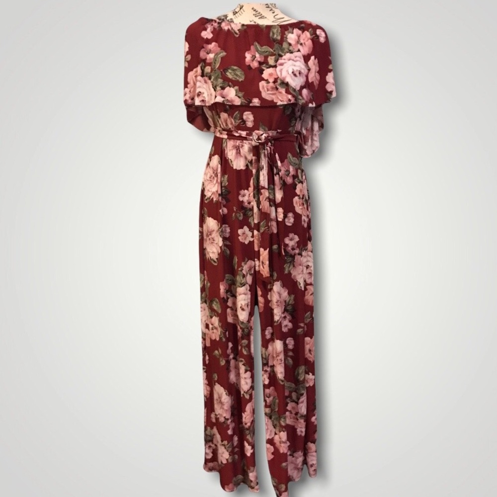 Always Me Floral Jumpsuit / Size Large / Color Pink & Mauve / Free Shipping